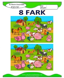 okul öncesi çocuklar için İki Resim Arasındaki Farkı Bul Etkinliği